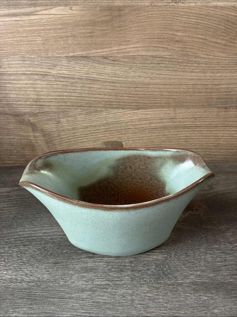 Frankoma Prairie Blue Sauce Gravy Boat 6S Blue Gray Brown